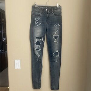 American Eagle Outfitters Ripped Dark Blue Skinny Jeans